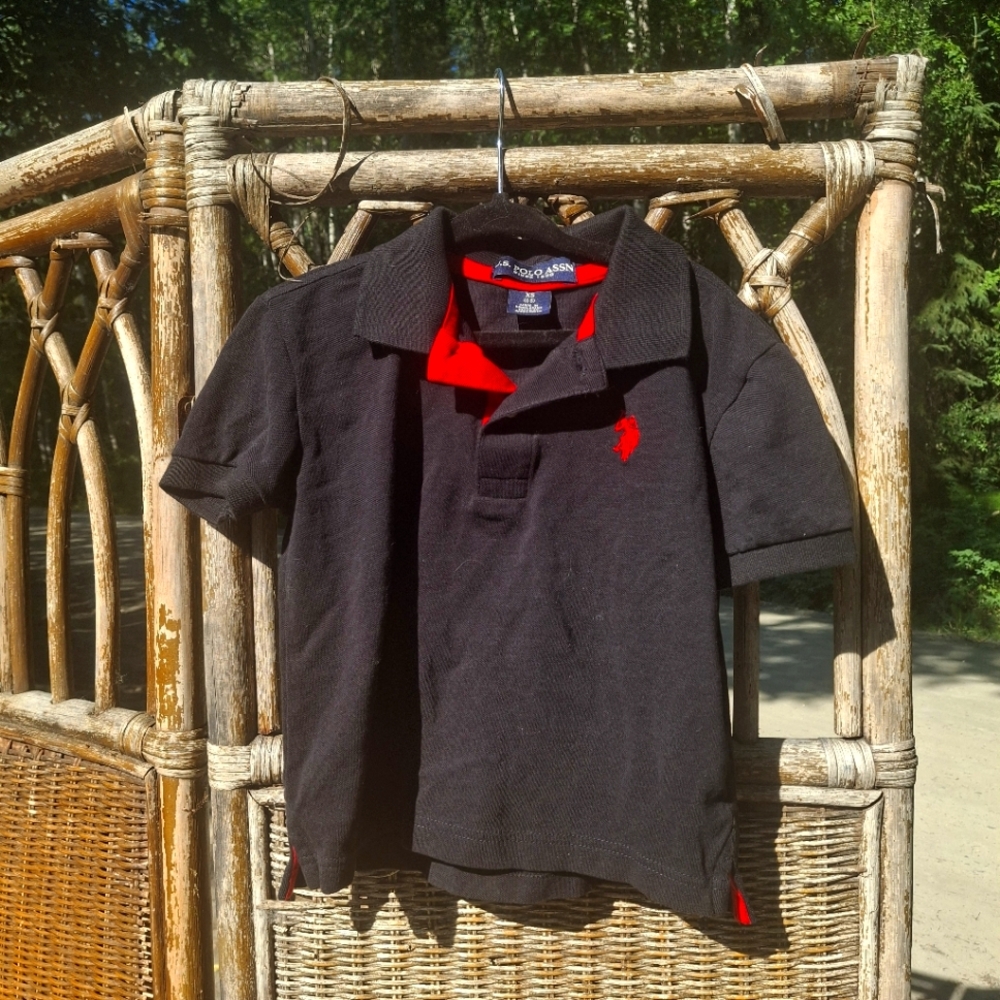 🍀3/15 U.S. Polo Assn. Black and Red Polo Shirt